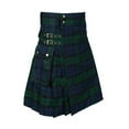 thumbnail image 1 of ZenCart Men's Kilt Traditional Scottish Utility Kilts with 2 Pockets Casual Irish Tartan Skirts with Faux Leather Straps for Weddings Highland Game, 1 of 8