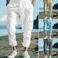 thumbnail image 1 of ZenCart Men's Linen Jogger Pants Drawstring Waist Summer Cargo Pants Breathable Casual Beach Yoga Loose Fit Trousers for Vacation Daily Wear, 1 of 7
