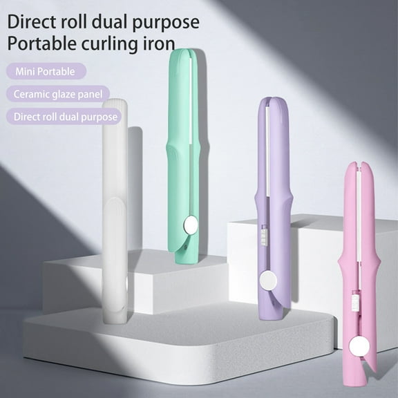 ZenCart Mini Dual Purpose Curling Iron 2-In-1 Curling Wand Flat Iron Hair Straightener Curler Fast Heating Portable Travel Women Short Long Hair Styling Tools