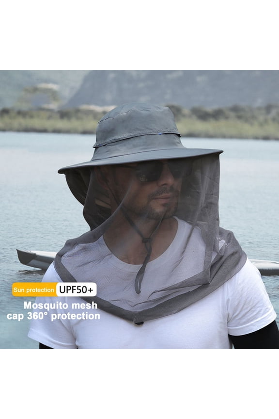 Mosquito Head Net Hat for Men Women Wide Brim Sun Protection Boonie Hats with Veil Mesh Protection from Insect for Fishing Hiking