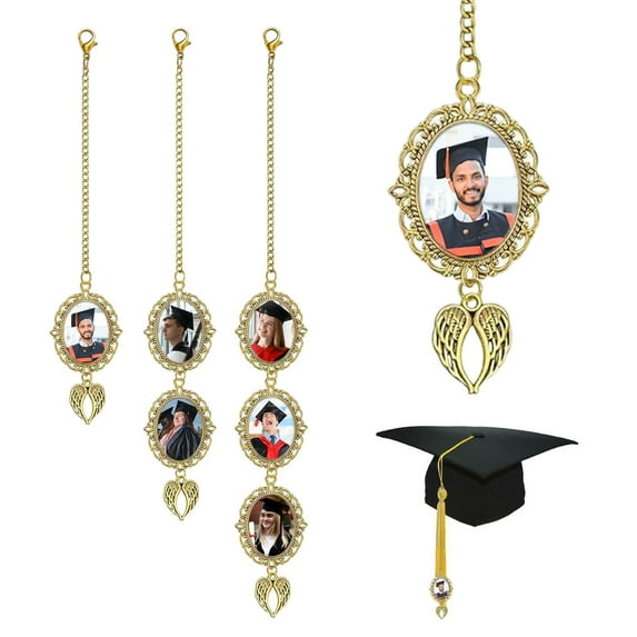 ZenCart Personalized Graduation Tassel Charm Custom Graduation Cap Tassel with Memorial Photo Class of 2025 Picture Frame Pendant for Graduation Gift
