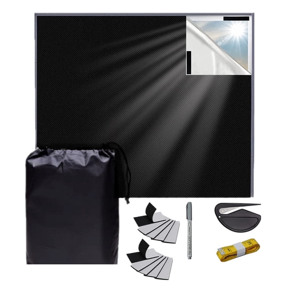 ZenCart Privacy Blackout Curtain Portable Blackout Blind with Hook And Loop Strips Silver-Coated Oxford Cloth Blackout Shade for Windows Nursery RV Travel