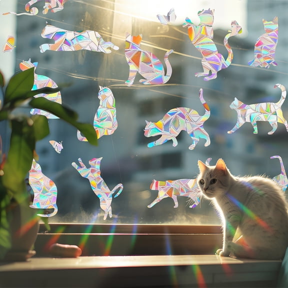 ZenCart Rainbow Window Stickers PVC Suncatcher Prism Non-Adhesive Decals Waterproof Static Stickers for Home Glass Door Window Wall Decoration