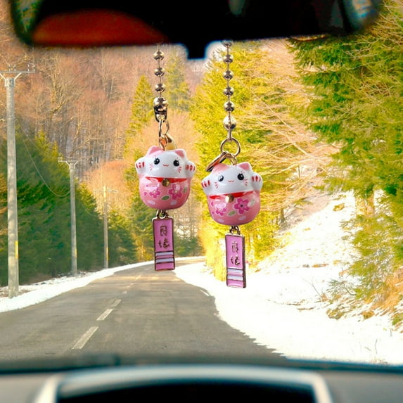 ZenCart Rearview Mirror Pendant Car Interior Hanging Accessories Easy to Hang Adorable Appearance Lucky Cat Hanging Decoration