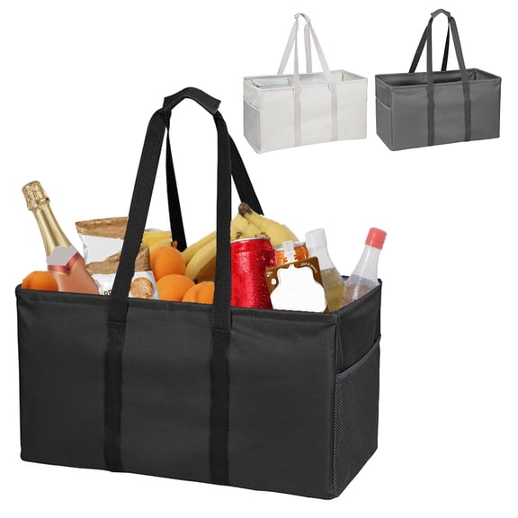 ZenCart Reusable Grocery Bag Utility Foldable Shopping Bag Large Capacity Zipper Closure Waterproof Multifunctional Tote Bag with Mesh Pockets
