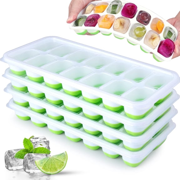 ZenCart Silicone Ice Cube Tray with Lid 14 Cubes Easy Release Stackable Ice Mold for Cocktails Coffee Juice Whiskey Ice Drink Maker