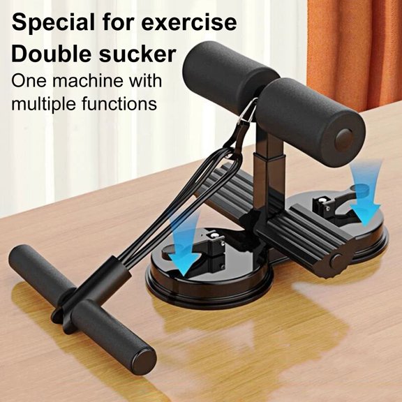 ZenCart Sit-up Assistant Bar with Resistance Band Indoor Abdominal Core Training Sit-up Foot Holder with Dual Suction Cups Home Gym Exercise Equipment