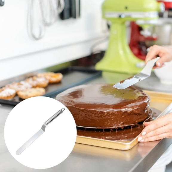 ZenCart Stainless Steel Cream Spatula Curved Icing Tool for Cake Decorating 6/8/10/12 Inch Comfortable Handle DIY Cake Tools Frosting Utensils