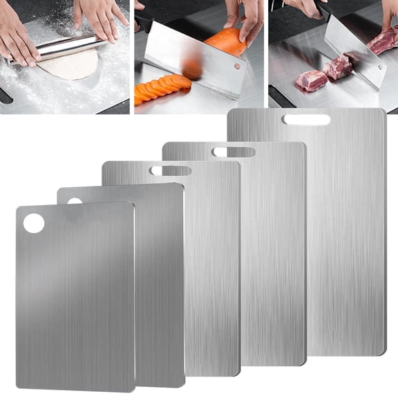 ZenCart Stainless Steel Cutting Board Large Non-Slip Pastry Board for Kitchen Dual-Sided Chopping Board Easy to Clean Multiple Sizes Available Cutting Mats