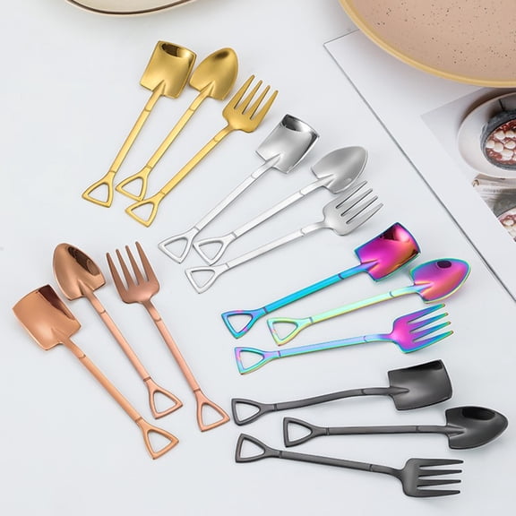 ZenCart Stainless Steel Shovel Spoon Ice Cream Spoon Mini Dessert Spoons Creative Shapes Coffee Teaspoon Gift for Kitchen Restaurant Party