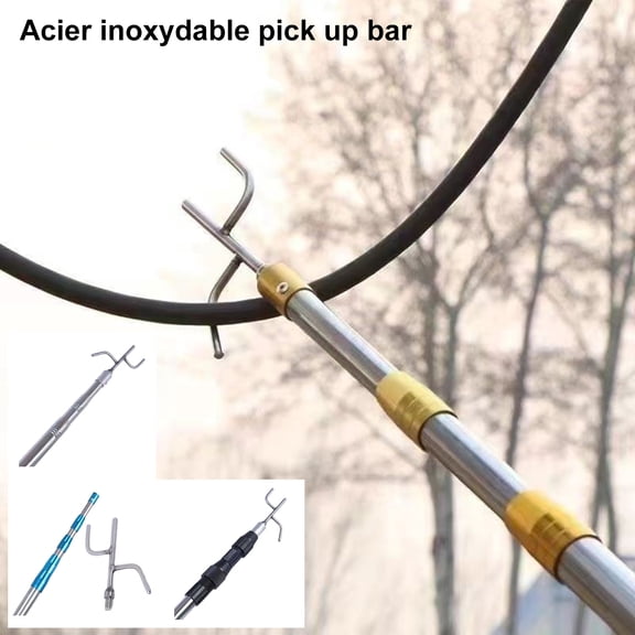 ZenCart Stainless Steel Telescopic Capture Pole with Pickup Hook Curtain Puller Clothes Dryer Fishing Net Puller Portable Truck Cargo Grabber for Home Outdoor Fishing Pools