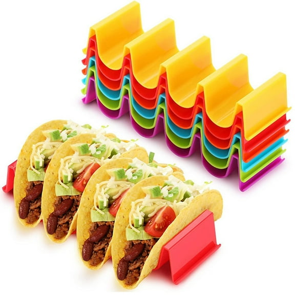 ZenCart Taco Holder Plates 4-Slot Tortilla Rack for Taco Shells Reusable Crepe Party Serving Plates Tortilla Display Rack