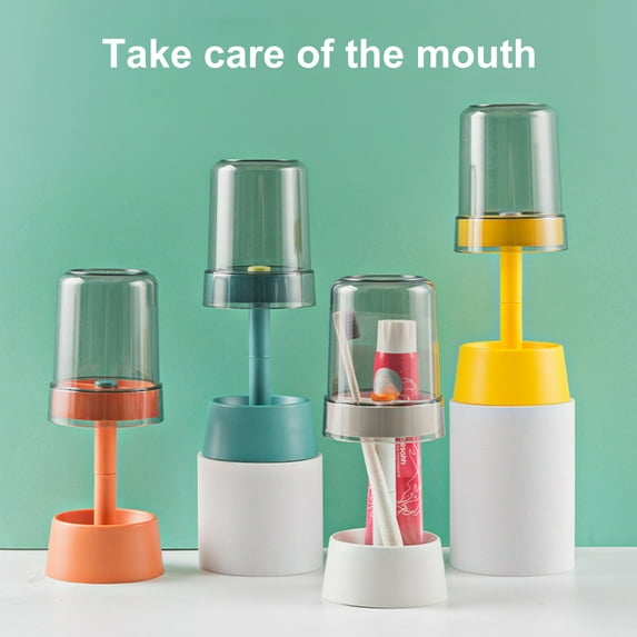 ZenCart Travel Toothbrush Cup Storage Holder with 3 Slots Dustproof Compact Portable Bathroom Toothbrush Toothpaste Storage Rack