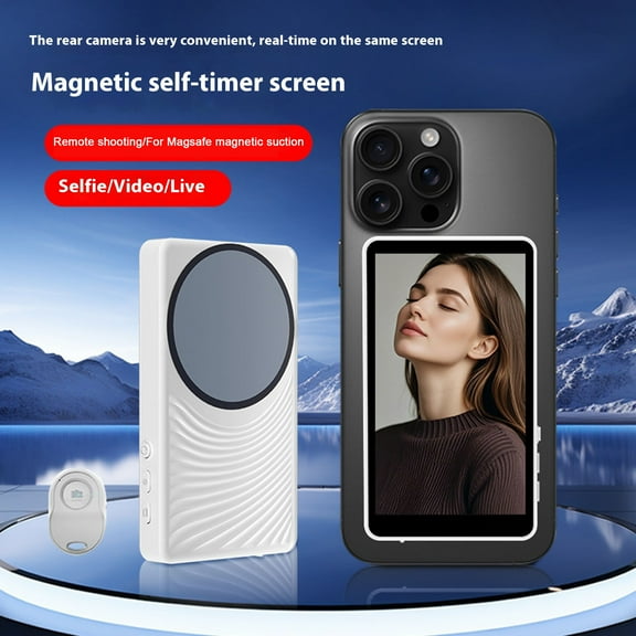ZenCart Vlog Selfie Monitor Screen for Phone Hands-Free Recording Adjustable Angles Wireless Selfie Videos Projector Live Sharing Rear Camera with Remote Control