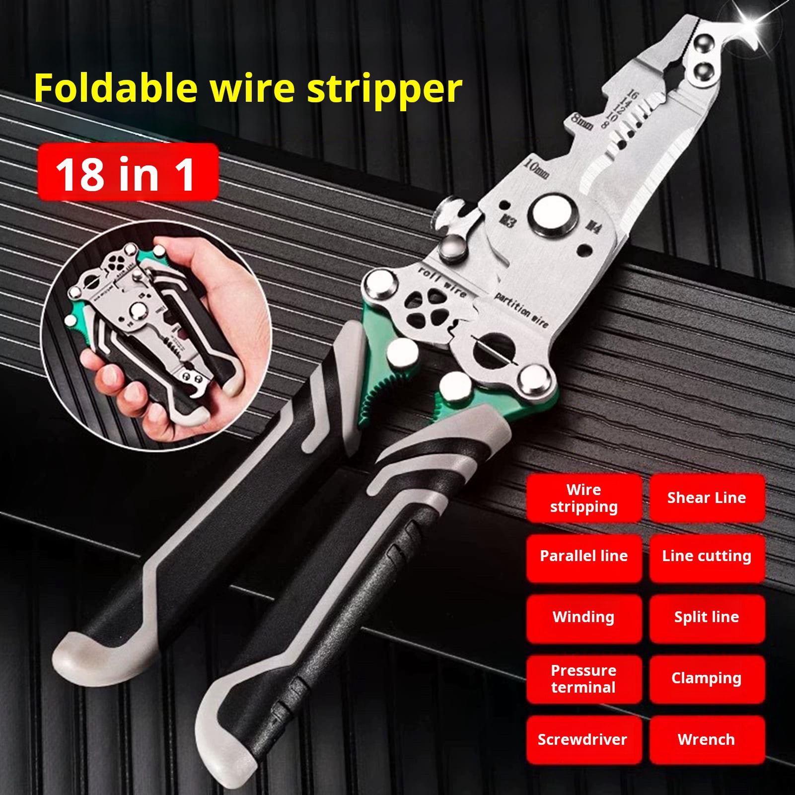 GEDEUBAN 18-in-1 Portable Wire Stripper & Crimper - Multifunctional Tool For Electricians & DIY - View #10