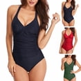 thumbnail image 1 of ZenCart Women Beach Monokini Deep V-Neck One-Piece Swimsuit with Cross-Adjustable Straps Quick-Drying Swimwear, 1 of 8