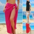 thumbnail image 1 of ZenCart Women Beach Skirt Lace-up Solid Color See-through Thin Quick-Drying Flowy Skirt Sun Protection Bikini Cover Up, 1 of 8