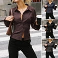 thumbnail image 1 of ZenCart Women Shirt Lapel Long Sleeve Striped Print Shirt Buttons Placket Slim Fit Versatile Tops Daily Wear, 1 of 8