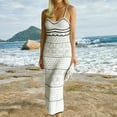 thumbnail image 1 of ZenCart Women's Crochet Sleeveless Long Dress Spaghetti Strap Eyelet Striped Midi Dress Summer Beach Knit Cami Dresses, 1 of 7