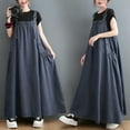 thumbnail image 1 of ZenCart Women's Denim Overall Dress Loose Sleeveless Boho Jean Jumper Dress with Pockets Wide Hem Pinafore Dress with Adjustable Strap, 1 of 8