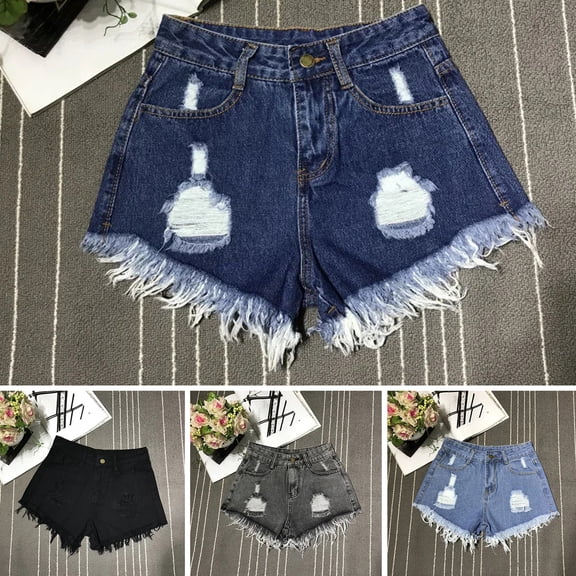 ZenCart Women's High Waisted Cut Off Denim Shorts Ripped Distressed Frayed Hem Jeans Shorts Summer Stretchy Hot Short Pants