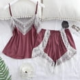 thumbnail image 1 of ZenCart Women's Pajamas Set Lace Trim Pajamas Homewear V-Neck Sleeveless Cami Top And Shorts Set Sexy Ice Silk Sleepwear, 1 of 7