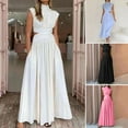 thumbnail image 1 of ZenCart Women's Summer Sleeveless Long Dress Mock Neck Waist Hollow-Out Maxi Dress A Line Pleated Cocktail Party Dress, 1 of 8