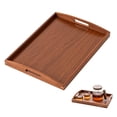thumbnail image 1 of ZenCart Wooden Serving Tray Handmade Rectangular Tray Wood Coffee Table with Cut Out Handles for Party Serving Pastries Snacks Mini Bars Tray for Kitchen, 1 of 7