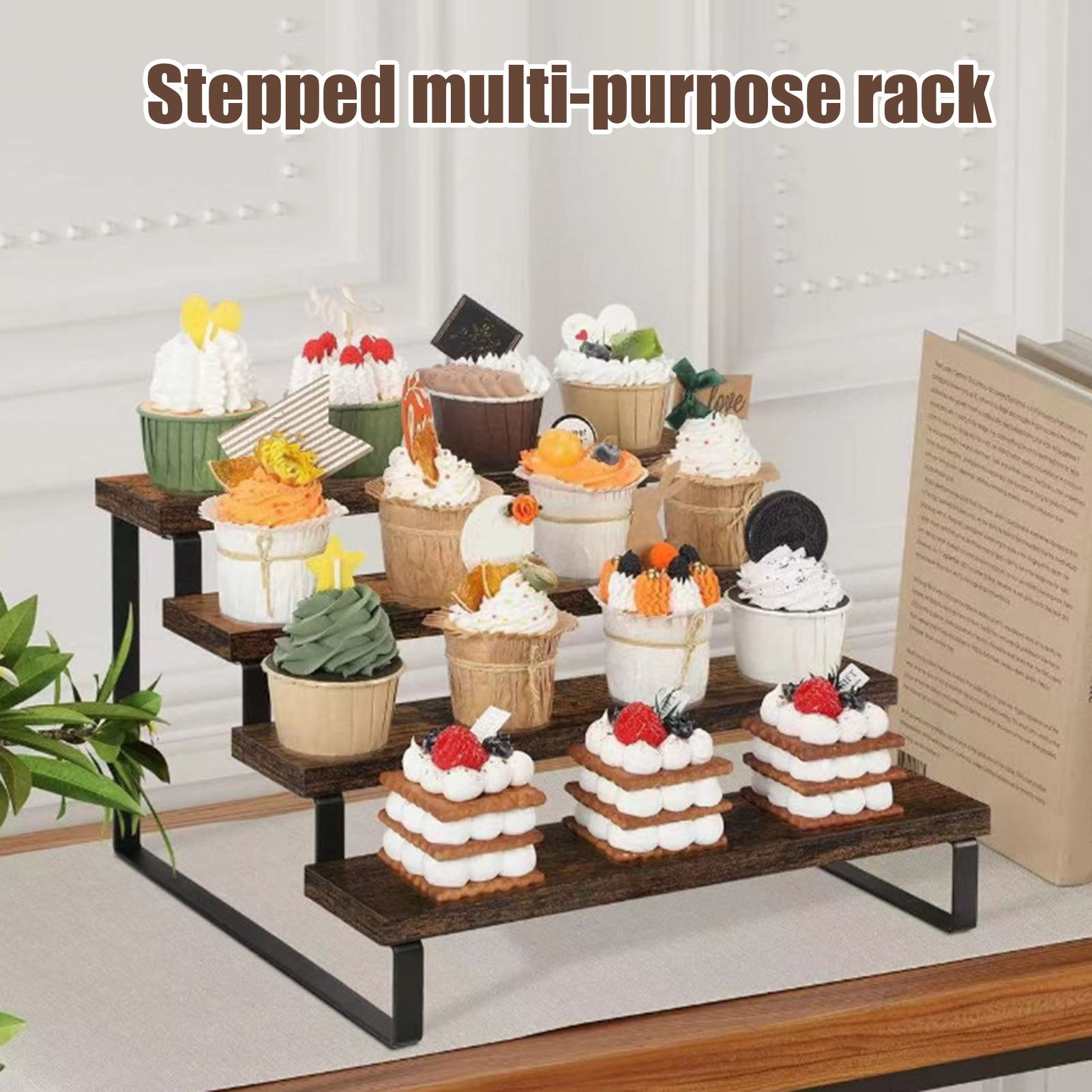 ZenCart Wooden Storage Rack 4-Tier Display Stand Strong Load-bearing ...