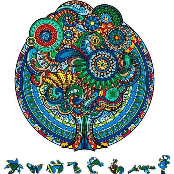 ZenChalet Puzzles ZCPFR500 Floral Retro Wooden Jigsaw Puzzle - 500 Piece