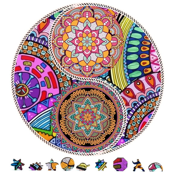 ZenChalet Puzzles ZCPYYF1000 Yin Yang Flowers Wooden Jigsaw Puzzle - 1000 Piece