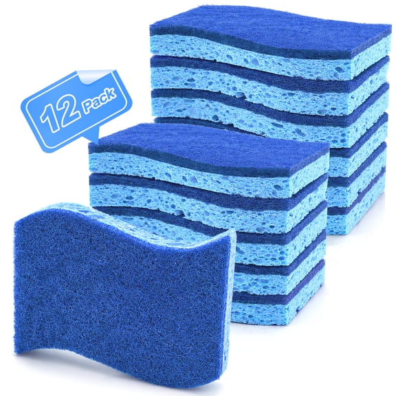 ZenClean Wood Pulp Cotton S-shaped Scouring Pad Cloth 12 Pack