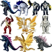 Set of 10 Godzilla x Kong: The New Empire Action Figures – Dinosaur Dragon Battle Roar Pack, Movable Joints, Mecha King Ghidorah, Frost Bite, and Cake Toppers