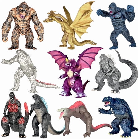 YARAKETA 10-Piece Godzilla Vs. Kong Action Figure Set – Movable Joints, Cake Toppers, Multicolor