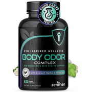 Zenmen Daily Body Odor & Gut Support - Healthy Zinc & Chlorophyll, 60 Vegan Capsules, USA-Made