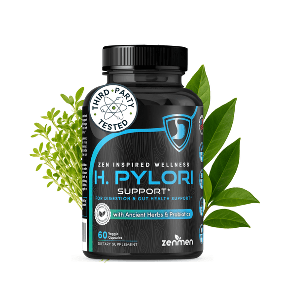 Zenmen Daily Gut & H Pylori Infection Support-Herbal with Zinc,60 Vegan Capsules,Sugar-Free,USA Made