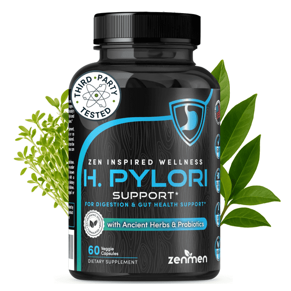 Zenmen Daily Gut & H.Pylori Support with Zinc, Herbal Formula, 60 Vegan Capsules