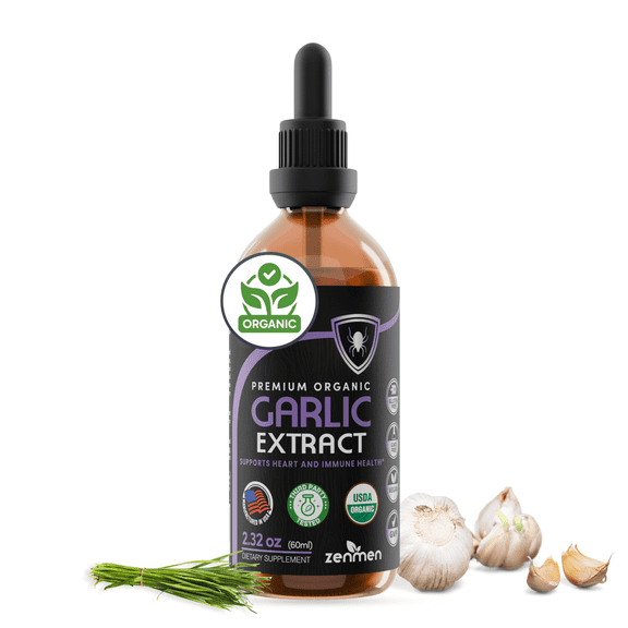 Zenmen Organic Garlic Tincture - for Immune Support, Antioxidants, 2.32 oz, Unisex, USA-Made