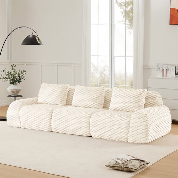 ZenNook 114" Modern Modular Sectional Sofa for Living Room, Oversized 3 Seater Boneless Couch with Deep Seat, Flannelette Fabric Cloud Couch Sectional, No Assembly Compressed Sofas para Sala