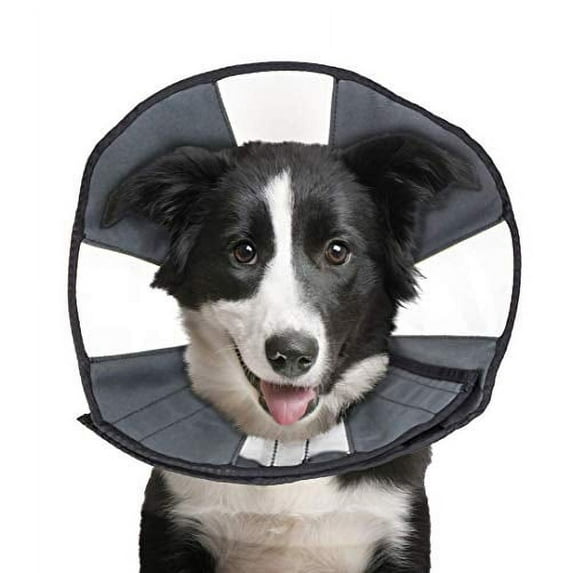 ZenPet Pet Recovery Cone E-Collar for Dogs and Cats - Always Use with Your Pets Everyday Collar - Comfortable Soft Collar is Adjustable for a Secure and Custom Fit (Large)