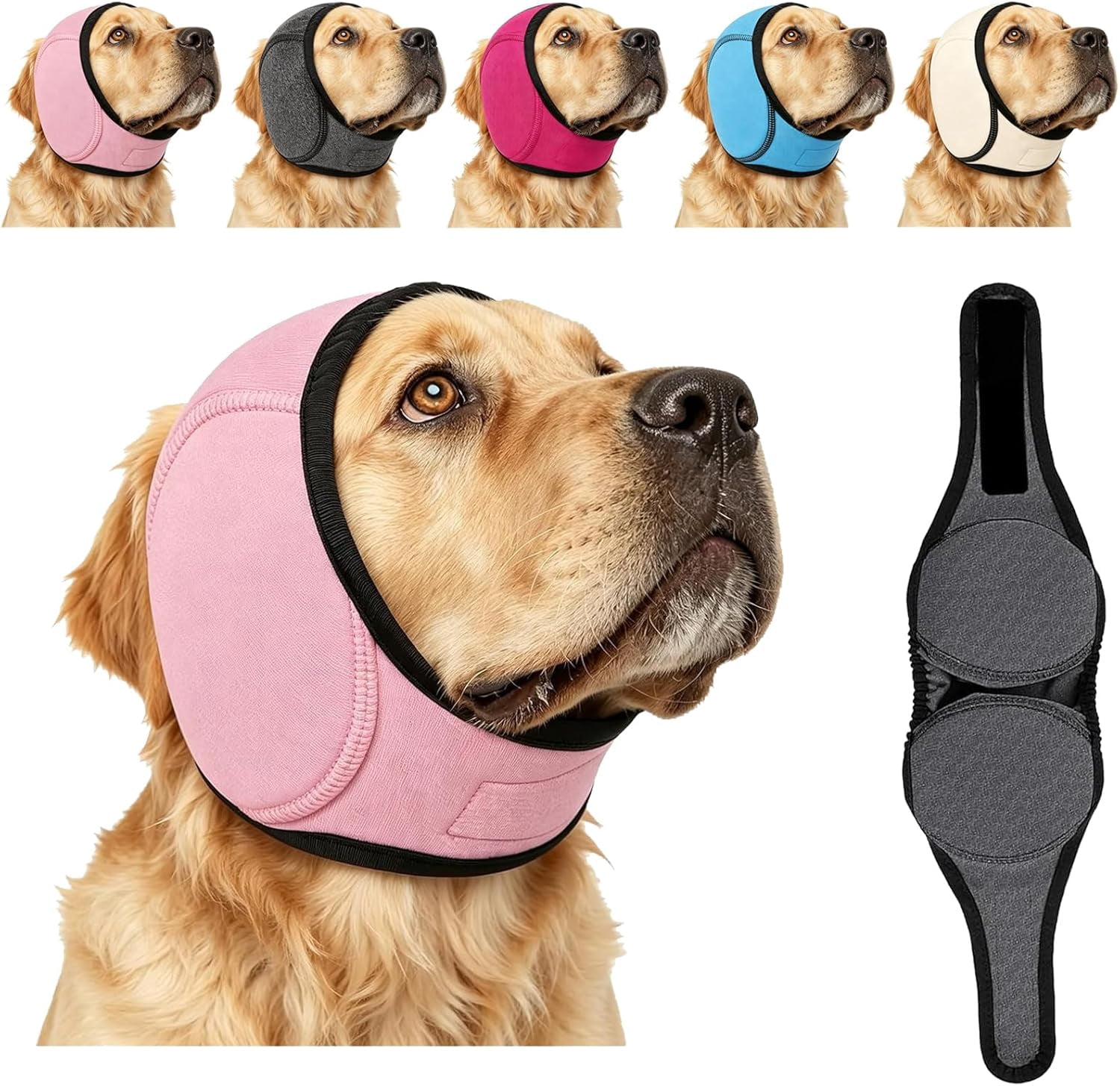 ZenPup Noise Cancelling Ear Wrap for Dogs, Soft Dog Calming Ear Wrap, Adjustable Noise Protection Ear Cover for Fireworks Thunder Bathing