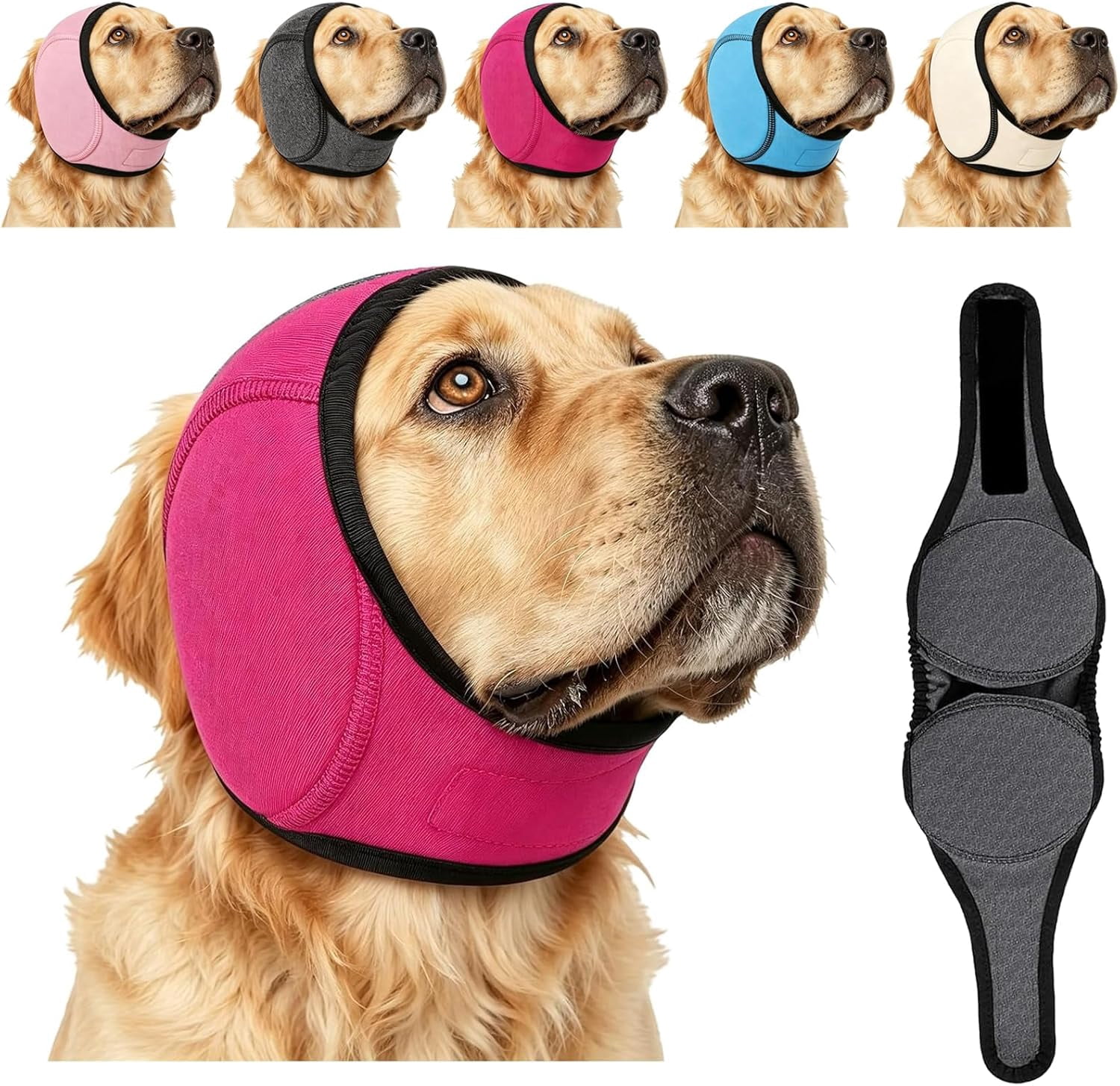 ZenPup Noise Cancelling Ear Wrap for Dogs, Soft Dog Calming Ear Wrap, Adjustable Noise Protection Ear Cover for Fireworks Thunder Bathing