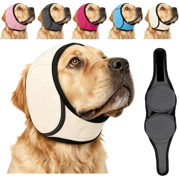 ZenPup Noise Cancelling Ear Wrap for Dogs, Soft Dog Calming Ear Wrap, Adjustable Noise Protection Ear Cover for Fireworks Thunder Bathing
