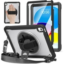 ZenRich Clear Case for iPad 11th (A16)/ iPad 10th Generation 10.9 inch 2025/2022, Shockproof Slim Hard Case with Screen Protector/Pencil Holder/360°Rotating Kickstand/Handle/Carrying Strap, Clear