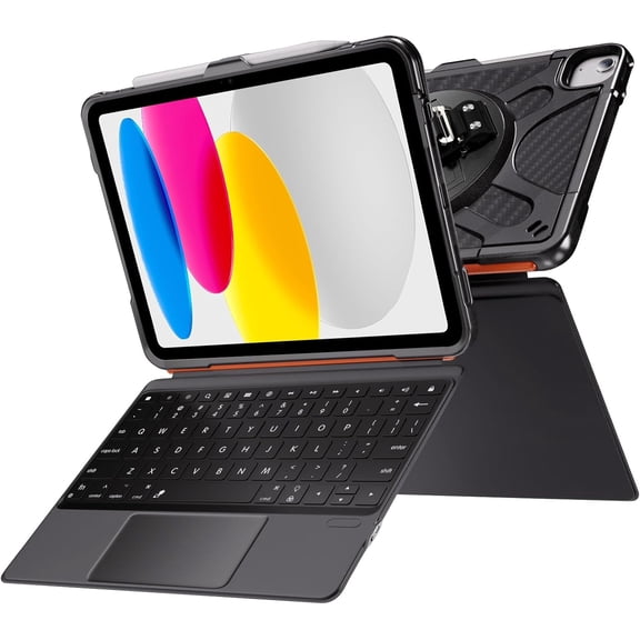ZenRich Detachable Backlit Keyboard Case with Trackpad for iPad 11th Gen (A16, 2025) & iPad 10th Gen (10.9)  Shockproof Protective Cover with 360 Rotating Stand & Pencil Holder