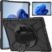 ZenRich Surface Pro 8 Case 13 inch 2021, zenrich Rugged Case for Surface Pro 8 with 360 Rotating Kickstand and Hand Strap Heavy Duty Shockproof, Compatible with Type Cover Keyboard-Black