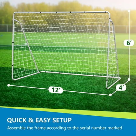 ZenSports 12FT x 6FT Portable Soccer Goal Net Adult Kids Outdoor Soccer Training Steel Frame