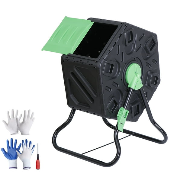 ZenSports 18.5Gal Outdoor Tumbling Composter Compact Compost Bin BPA-Free Material Black