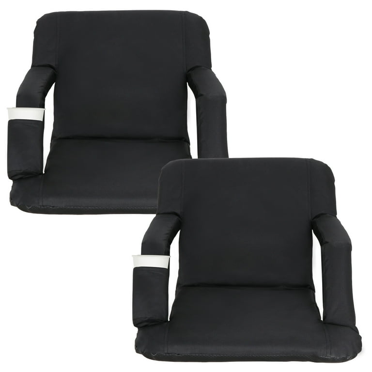 Regular & Wide Stadium Seat with 6 Reclining Positions Regular - 2 Pack in Black