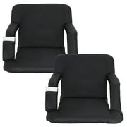 ZenSports 2 Pack Stadium Chair Seat for Bleachers 6 Reclining Positions - Black